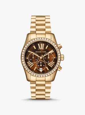 lexington pave gold tone watch.